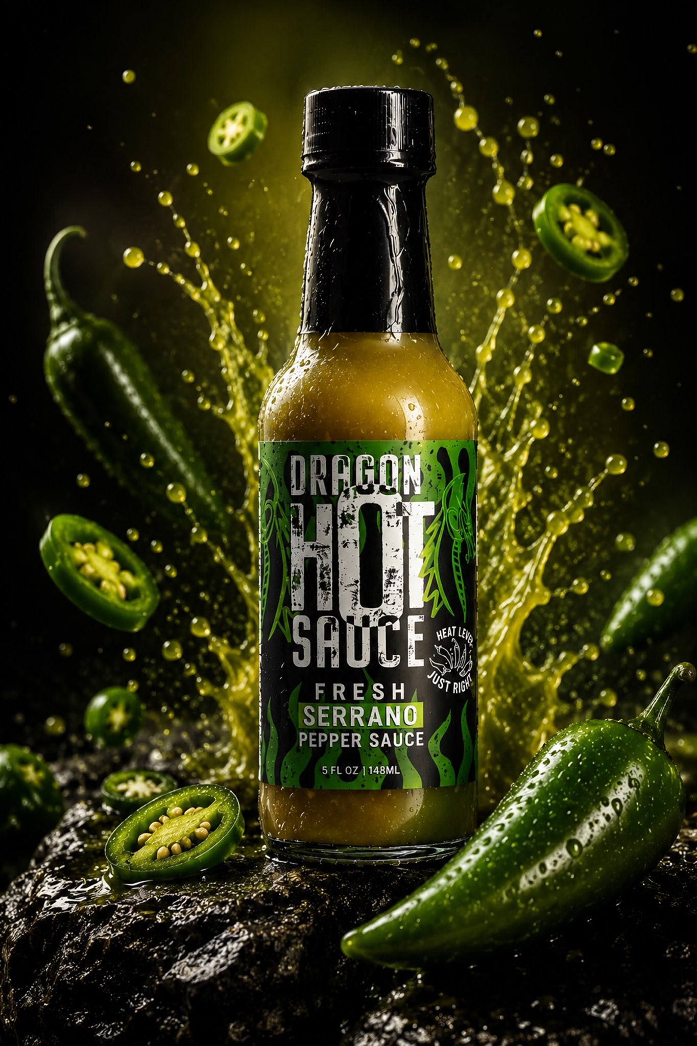 Serrano Dragon Hot Sauce 12-Pack (Green/Verde)